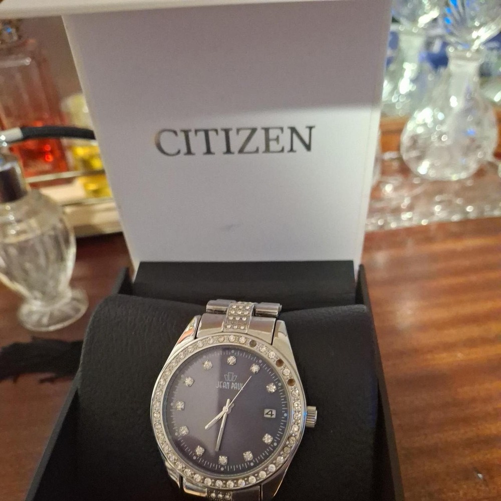 Jean Paul Gaultier Silver Tone Crystal Accent Watch with Date Window
